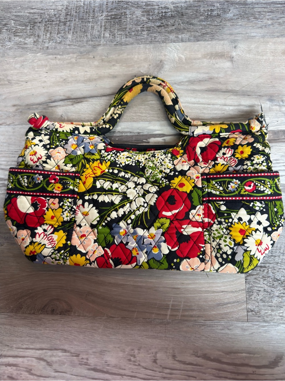 Vera Bradley Gabby Bag Black Quilted Floral In Retired Poppy Fields Pattern